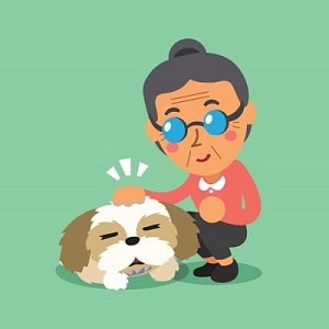 Elderly women with dog